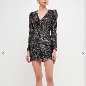 NWT Endless Rose Deep V Sequins Mini dress